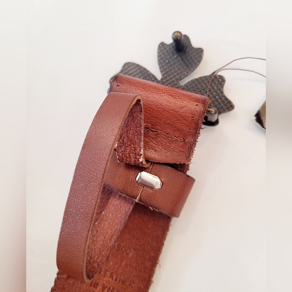 Patricia Nash Astrid Leather Belt with  Floral Buckle - Picture 6 of 7